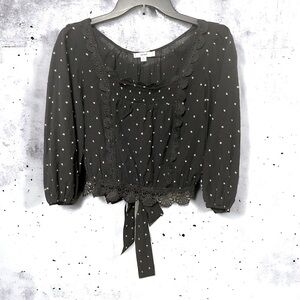 MINE Black Polka Dot Crop Top with tie in the back size S